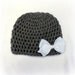 Crocheted Baby Beanie, Removable Bow, Photo Prop, Newborn