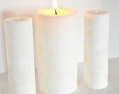 Eco Wedding Unity Candle Set - White Palm wax Pillars - Large - GreenLeafCandles