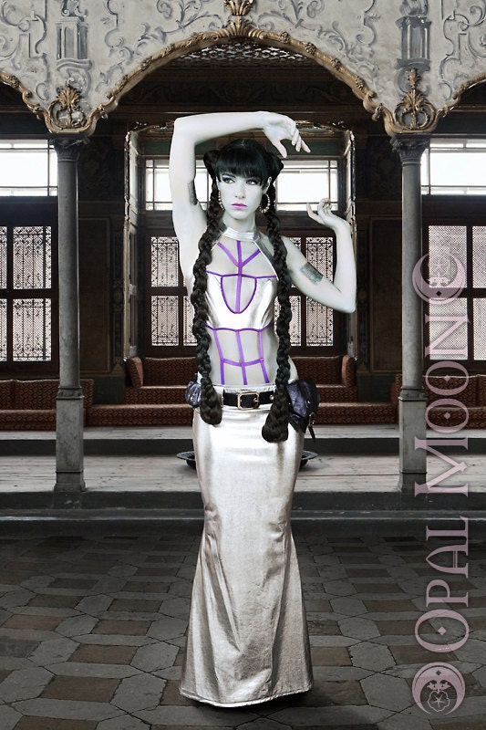 The Limited Edition Metallic Indigo Leather-Neo-Tribal Pocket Belt w/ 5 Detachable Pockets (Size S/M or M/L)