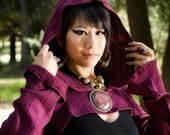 The Sweater Hooded Shrug in Cranberry Red by Opal Moon Designs (size XL)