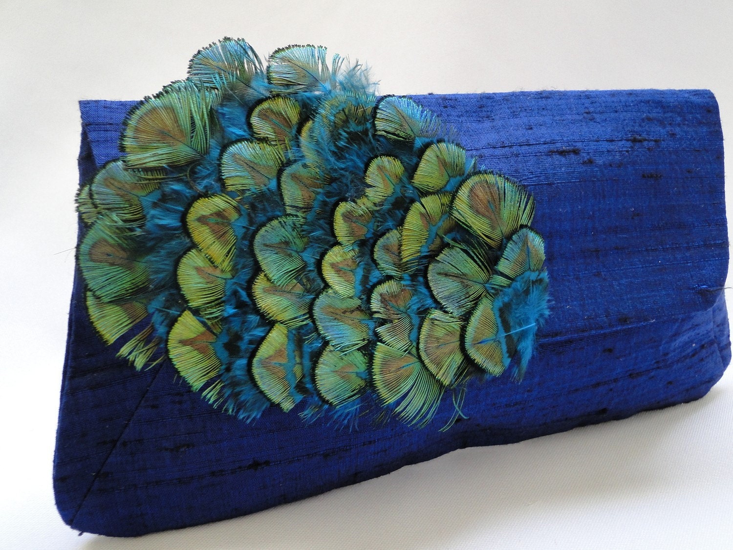 navy silk feather