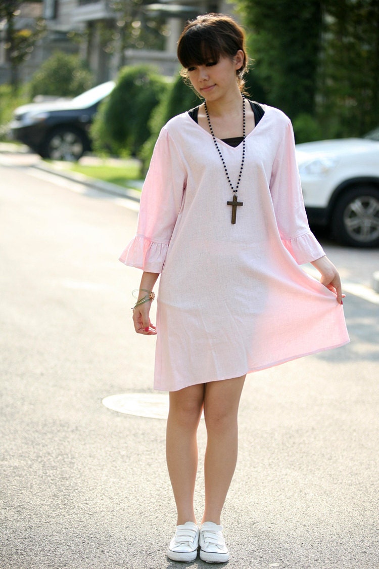 beautiful pink linen sundress(more colour and size choice)F0023