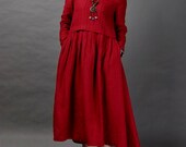 Just a Dream-Dark red long linen dress(more colour and size choice)