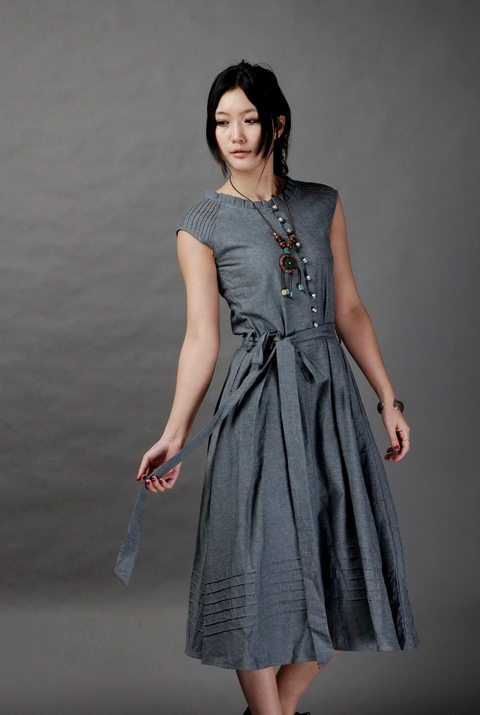Belong With Me-Dark grey long linen sundress(more colour and size choice) -A1041