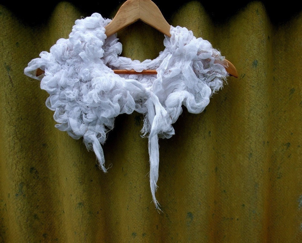 Reserved - Sea Foam Collar or capelet - gathered and textured neck piece