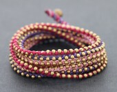 Sweet Pink Stud Wrap Bracelet