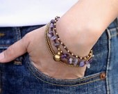 Amethyst Brass Chain bracelet