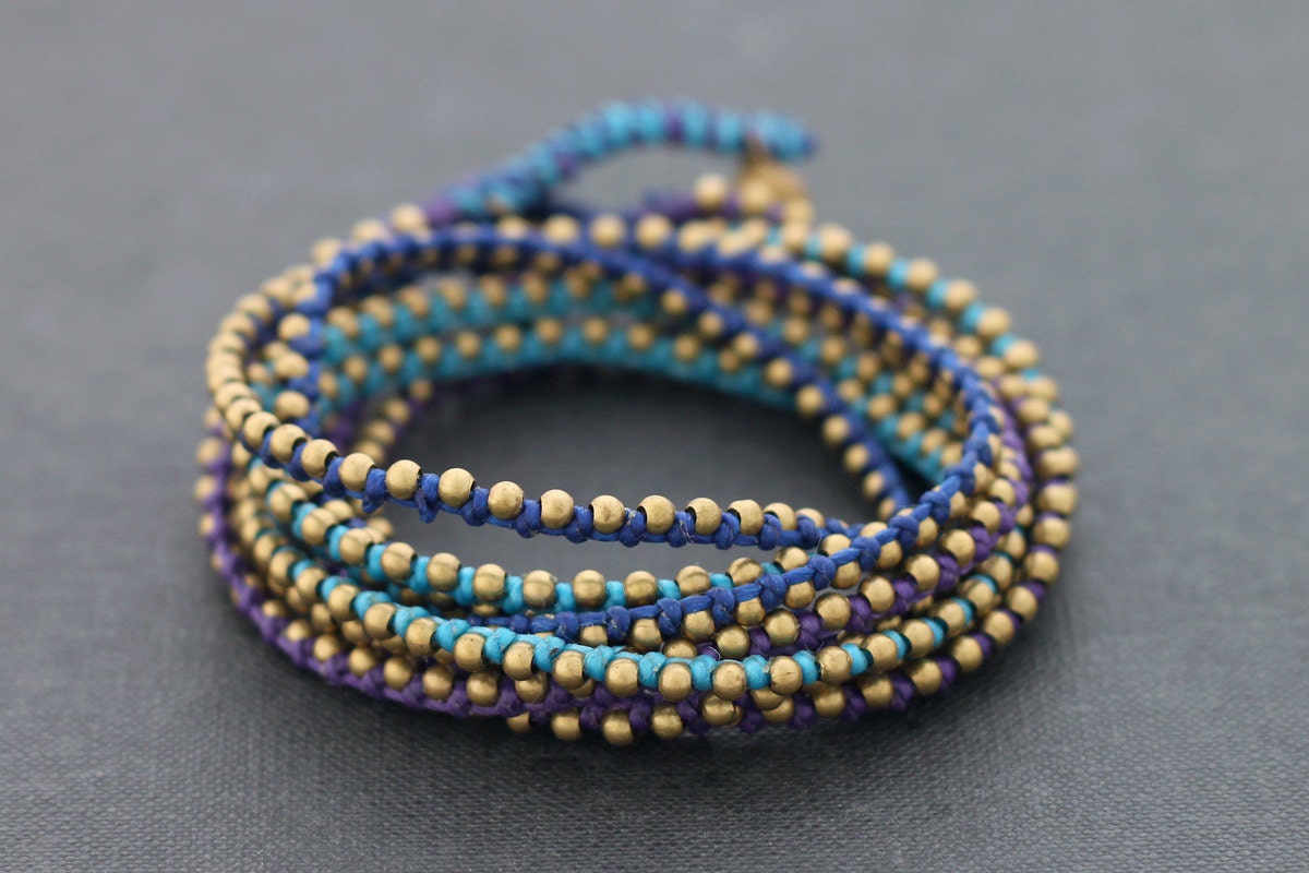 Blue Tone Stud Wrap Bracelet