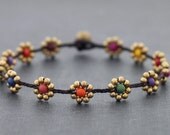 Candy Daisy Brass Folk Anklet