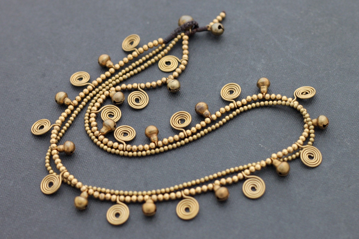 Wire Wrapped Chain Brass Necklace