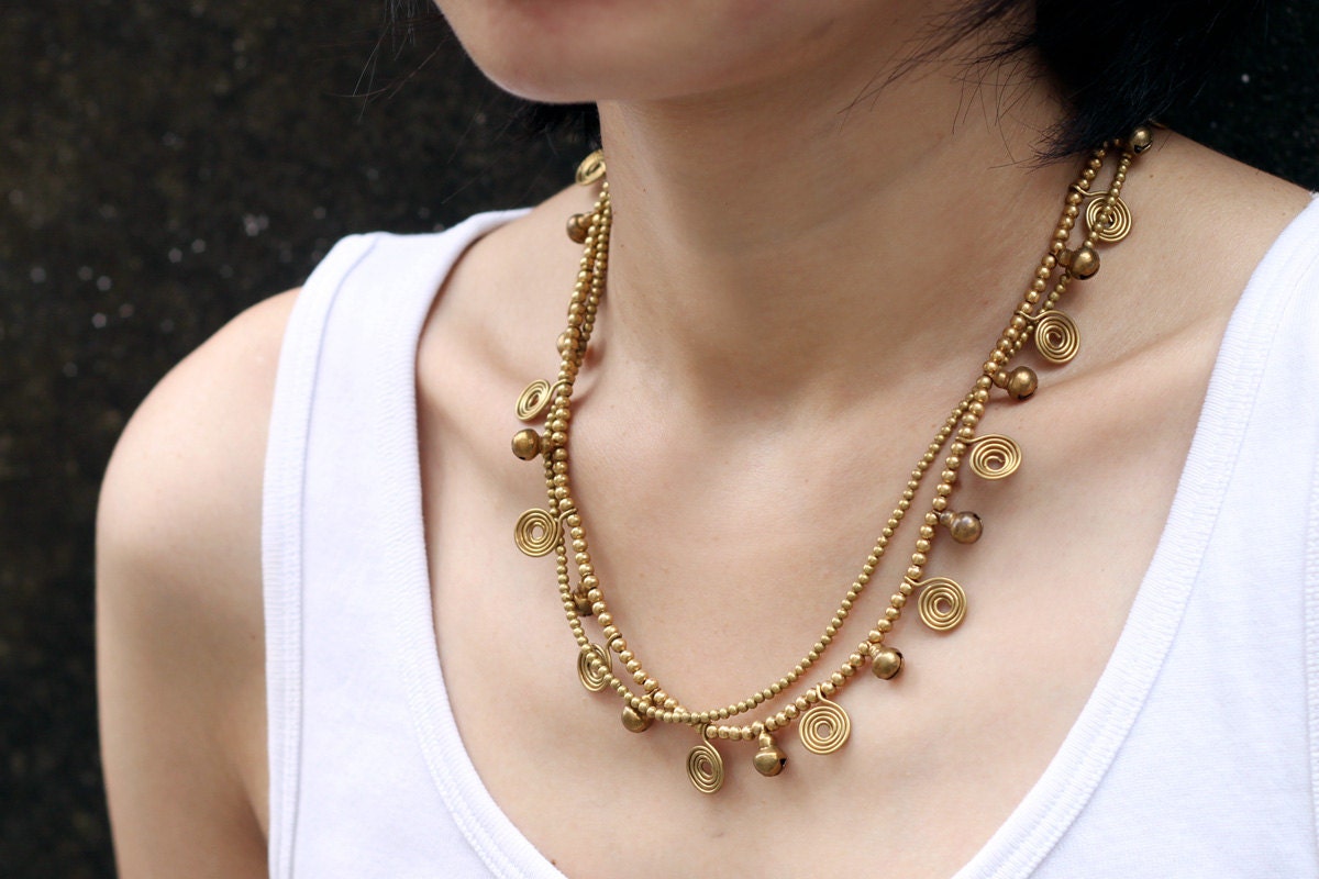 Wire Wrapped Chain Brass Necklace