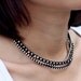 Black Boho Rock Warp Silver Bracelet Necklace