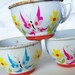 Vintage Tin Teacups Kids Toys Flowers Butterflies
