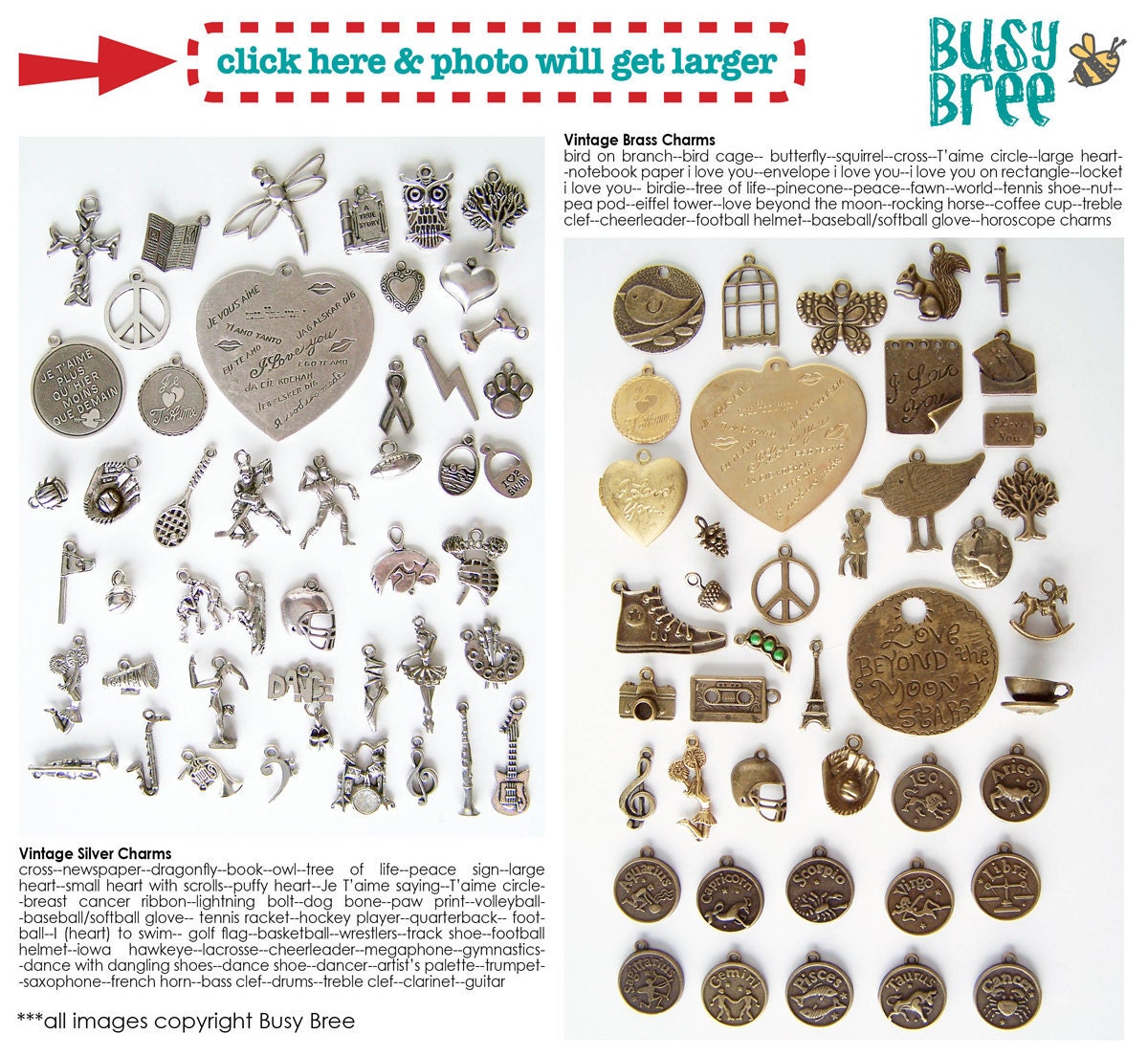 PICK FIVE Charm, Bead, OR Stamped Name Tag Plus a Chain