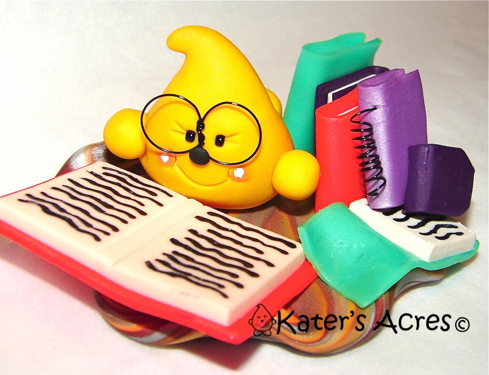 Library BOOK Reading PARKER Polymer Clay Character - Limited Edition Figurine