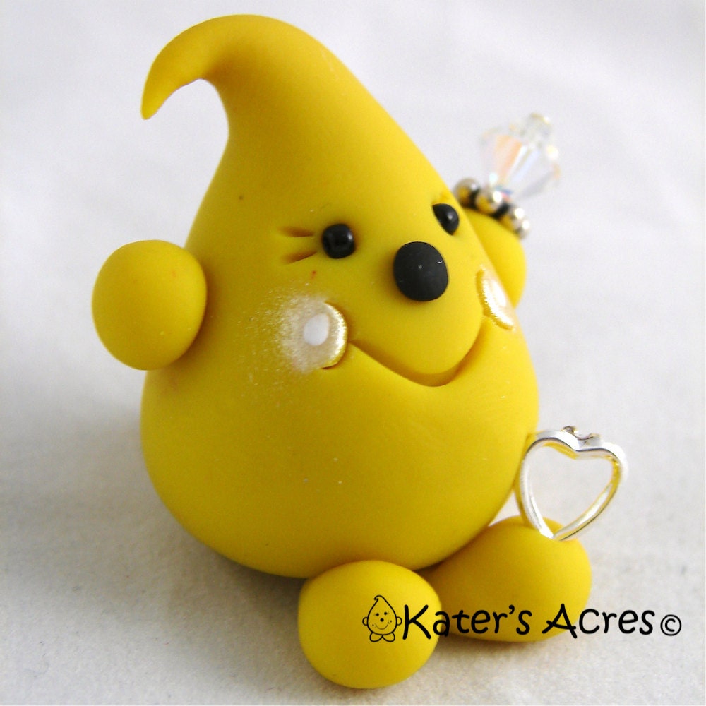 APRIL Birthstone Diamond PARKER - Polymer Clay Character with Swarovski Clear Crystal