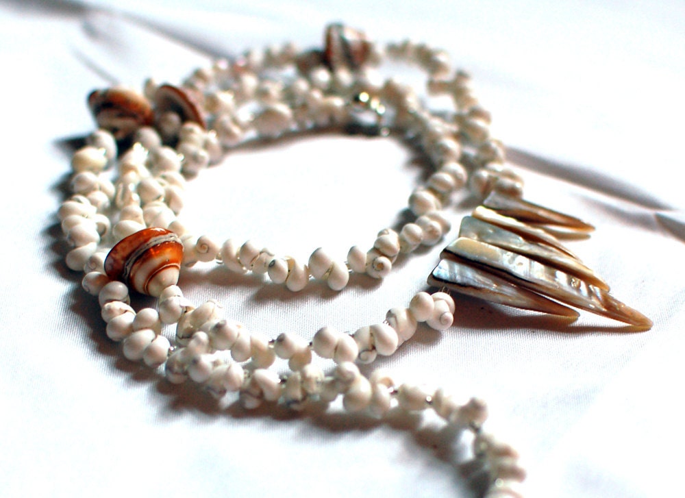 Tiny Shell and Sea Tusk Necklace