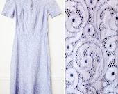 Vintage 1920s Lilac BATTENBERG LACE Dress xs/s