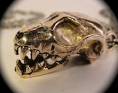 Big Asian Fruit Bat Skull Necklace cast in NYC solid bronze