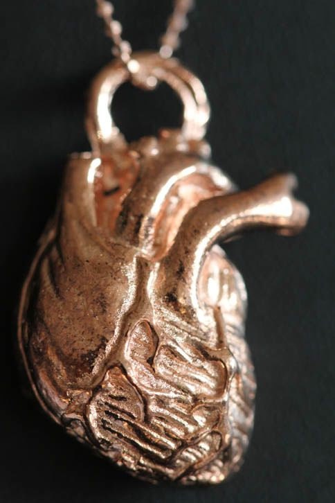 Anatomical Heart Necklace small  (Plated in 14k rose gold), 18" rose gold plated chain, Made in NYC) quantity listing