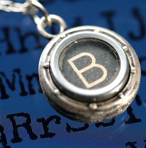 Typewriter Key Necklace Choose Any Letter or Number Steampunk Porthole Bezel original design industrial jewelry made in NYC