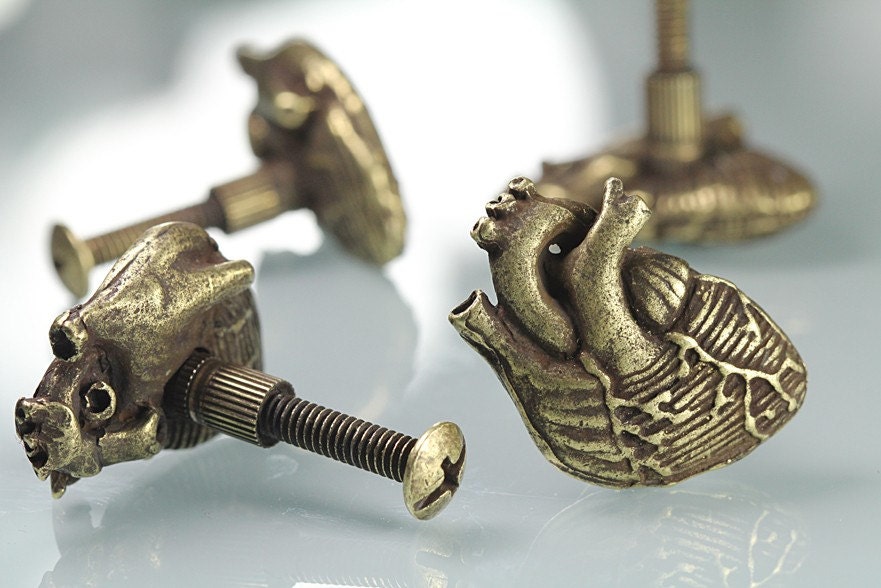 Special Quantiy for Yogi Knobs Bronze Heart Gold Small Bird Skull And Ram Skull Knobs