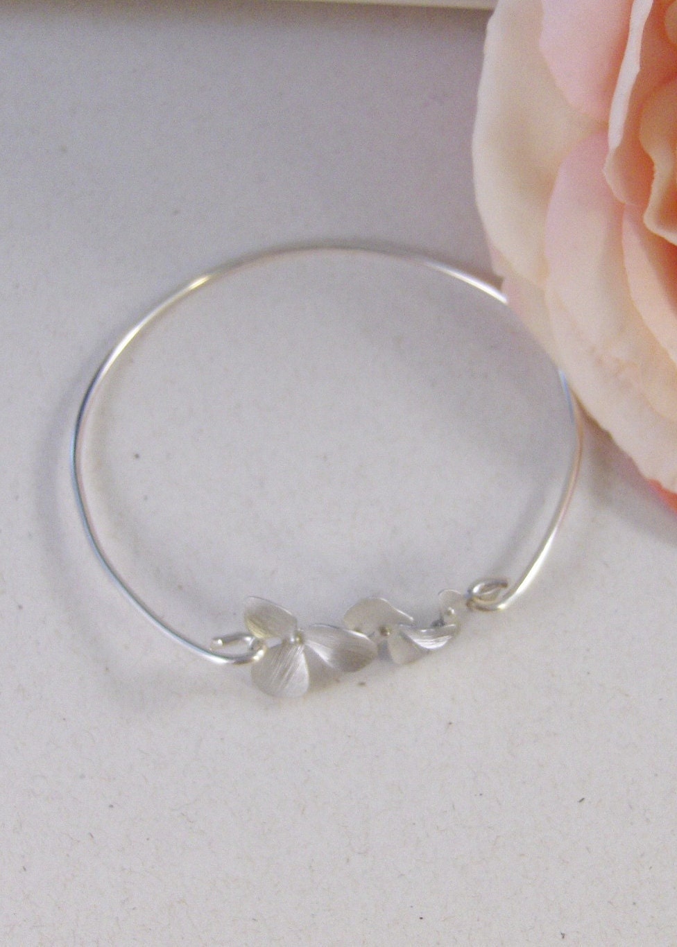 Silver Blossoms,Sterling,Cherry Blossom,Silver Bracelet,Blossom,Bangle,Wedding, Bracelet. Handmade jewelry by valleygirldesigns on Etsy.