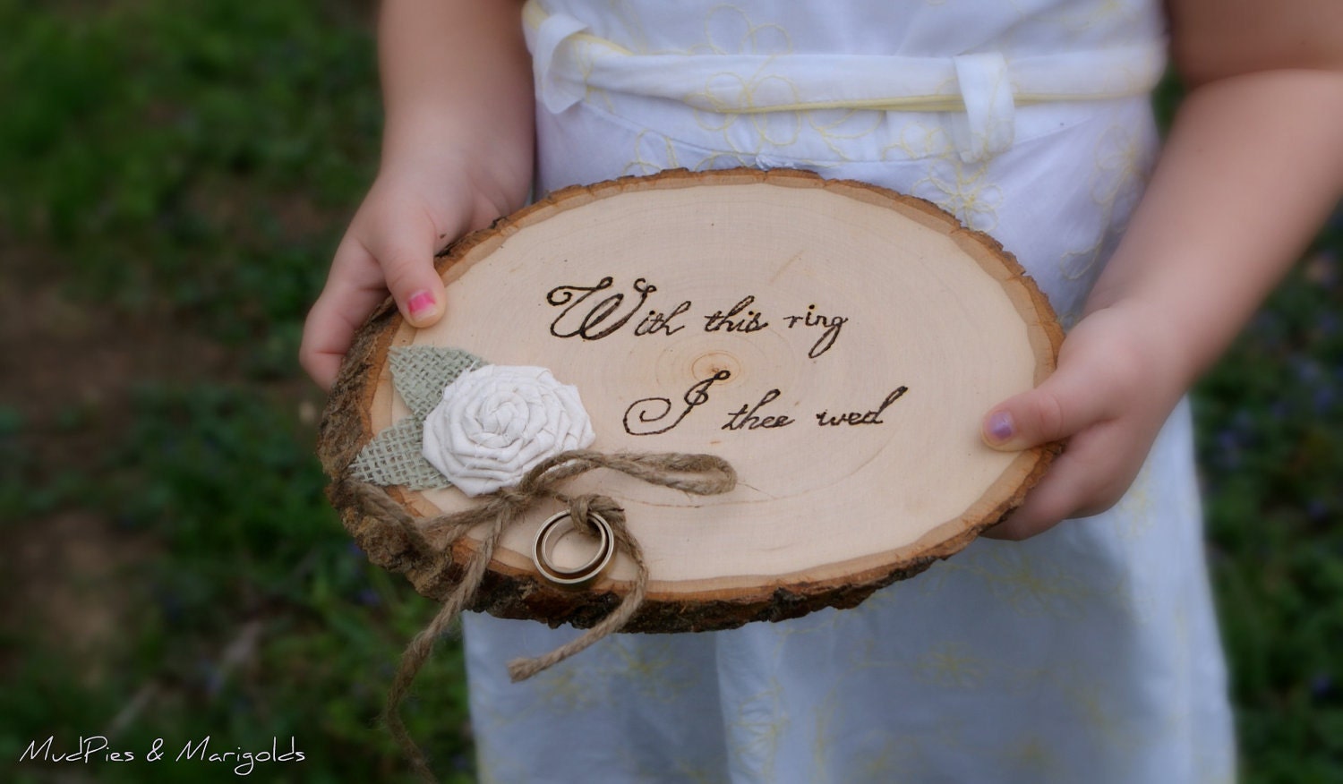 Rustic Tree Slice Ring Bearer Pillow, rustic ring pillow, with this ring I thee wed, woodland, shabby chic, outdoor, southern