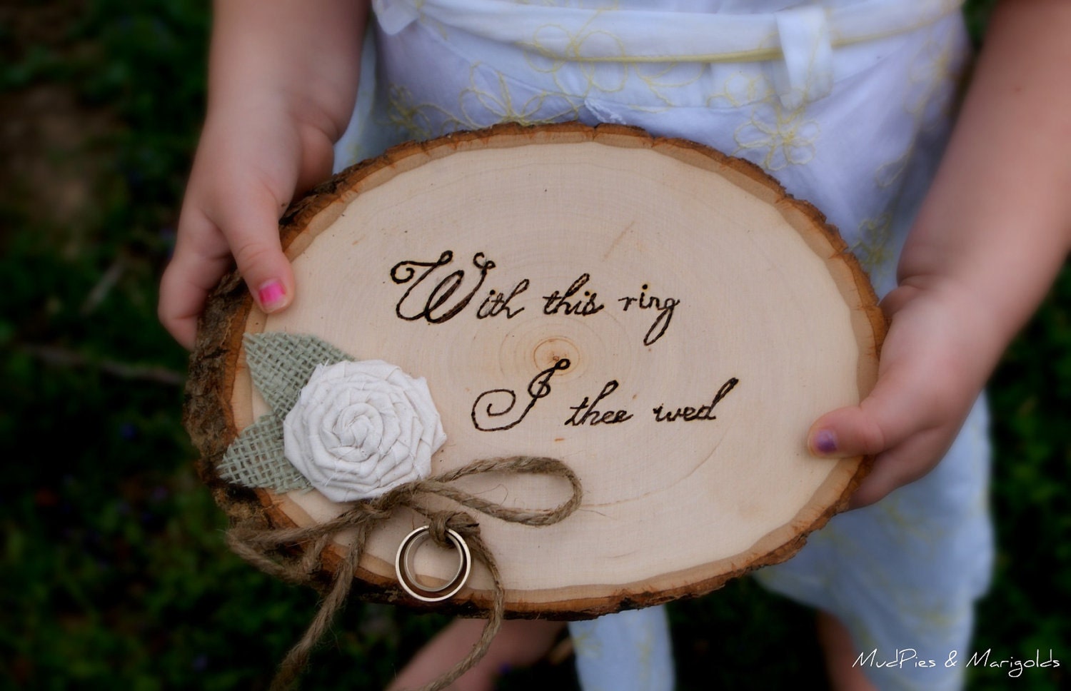 Rustic Tree Slice Ring Bearer Pillow, rustic ring pillow, with this ring I thee wed, woodland, shabby chic, outdoor, southern