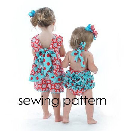 Pinafore Pattern Baby Dress - Easy Ruffle Dress/Top Sewing Pattern, PDF tutorial, Baby to Toddler