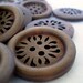 Pierced Flower Design II Wood Button, Pierced Design - Wooden Buttons, WB10034 (4 in 1 set)