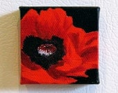 Red Poppy Mini Painting Refrigerator Art Magnet
