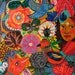 Original flowers by artist Mercedes Lagunas. Flowers, birds, butterfly, bohemian, folk art, naive art. "Tahiti"