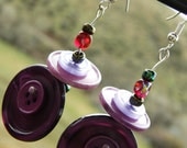 Upcycled Button Earrings Grape Bubblegum  Whimsical Purple ON Sale 30 percent off
