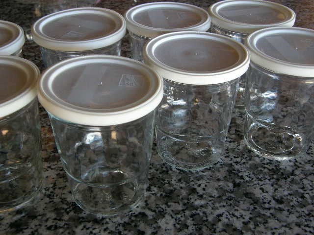 8 VINTAGE BALL GLASS YOGURT/JELLY JARS WITH by ladedacreations