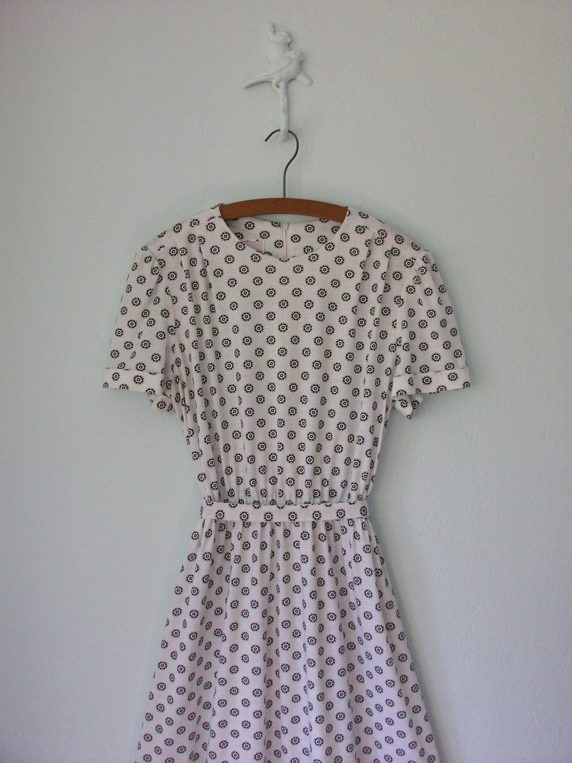 80s Shirtwaist Dress ... Vintage 1980s Starburst Summer Frock ... Medium / Large