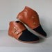 Leather Ankle Booties ... Navy Blue Nautical Boots ... size 5.5