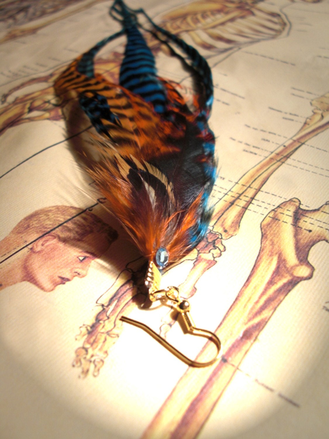 Orange Crush Long Feather Earring