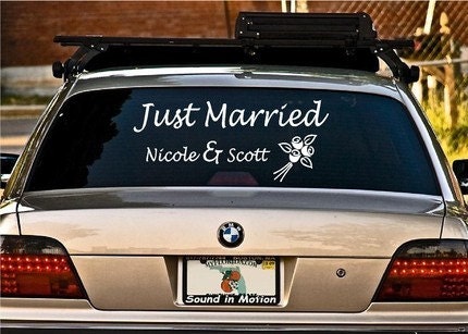 Just Married - Personalized Wedding Getaway Car Decal Vinyl Sticker
