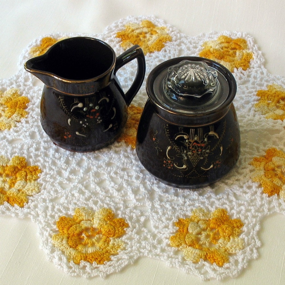 Vintage Japanese Redware Cream and Sugar Set