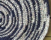 Crocheted Rag Rug - Rag Rug - Navy - Housewares - Cottage - Kitchen rug - Cotton Rag Rug - Rag Rugs - Country Rug - Round Rug - Upcycled