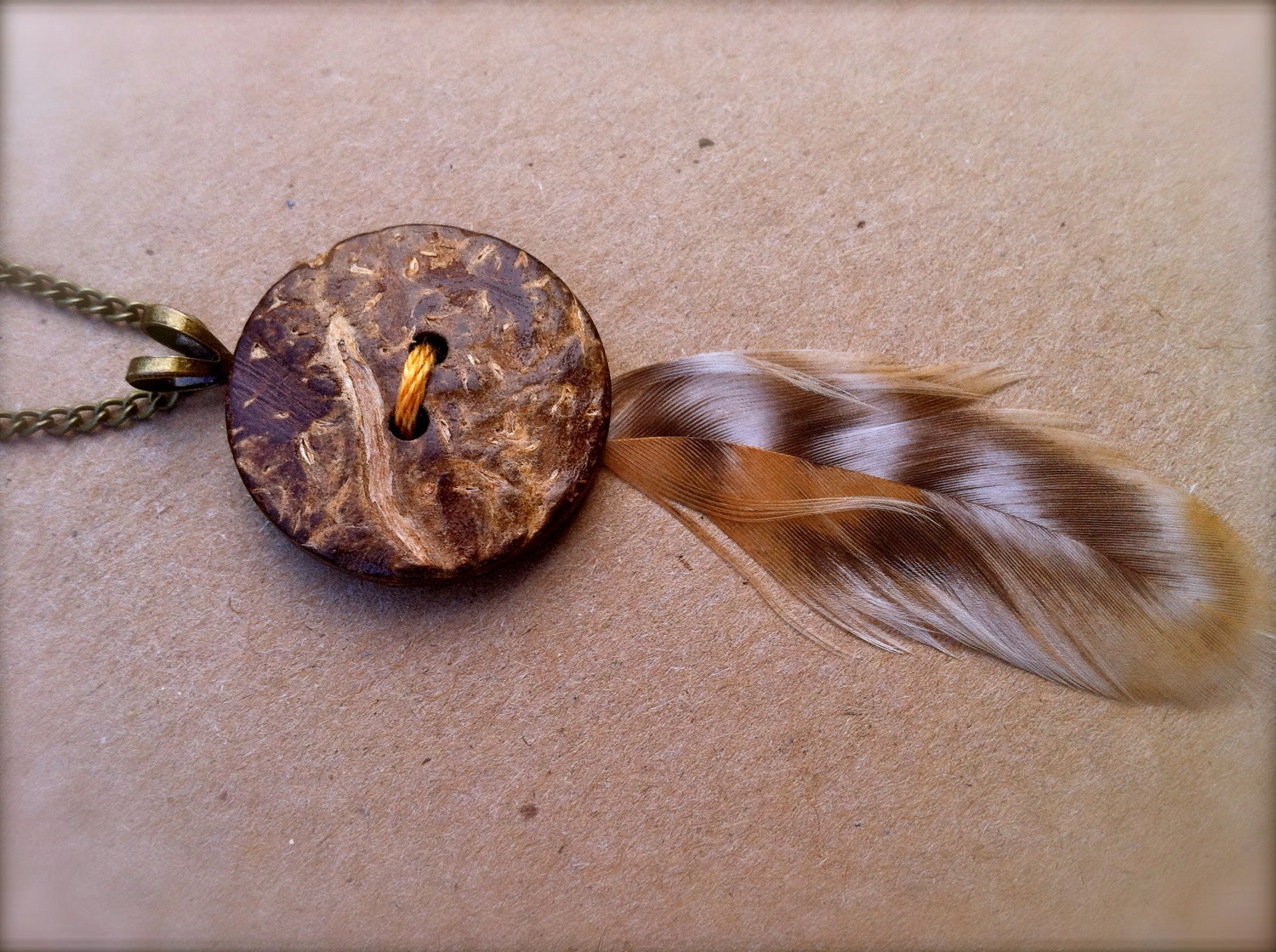 Vintage Style Textile Button and Lace Necklace