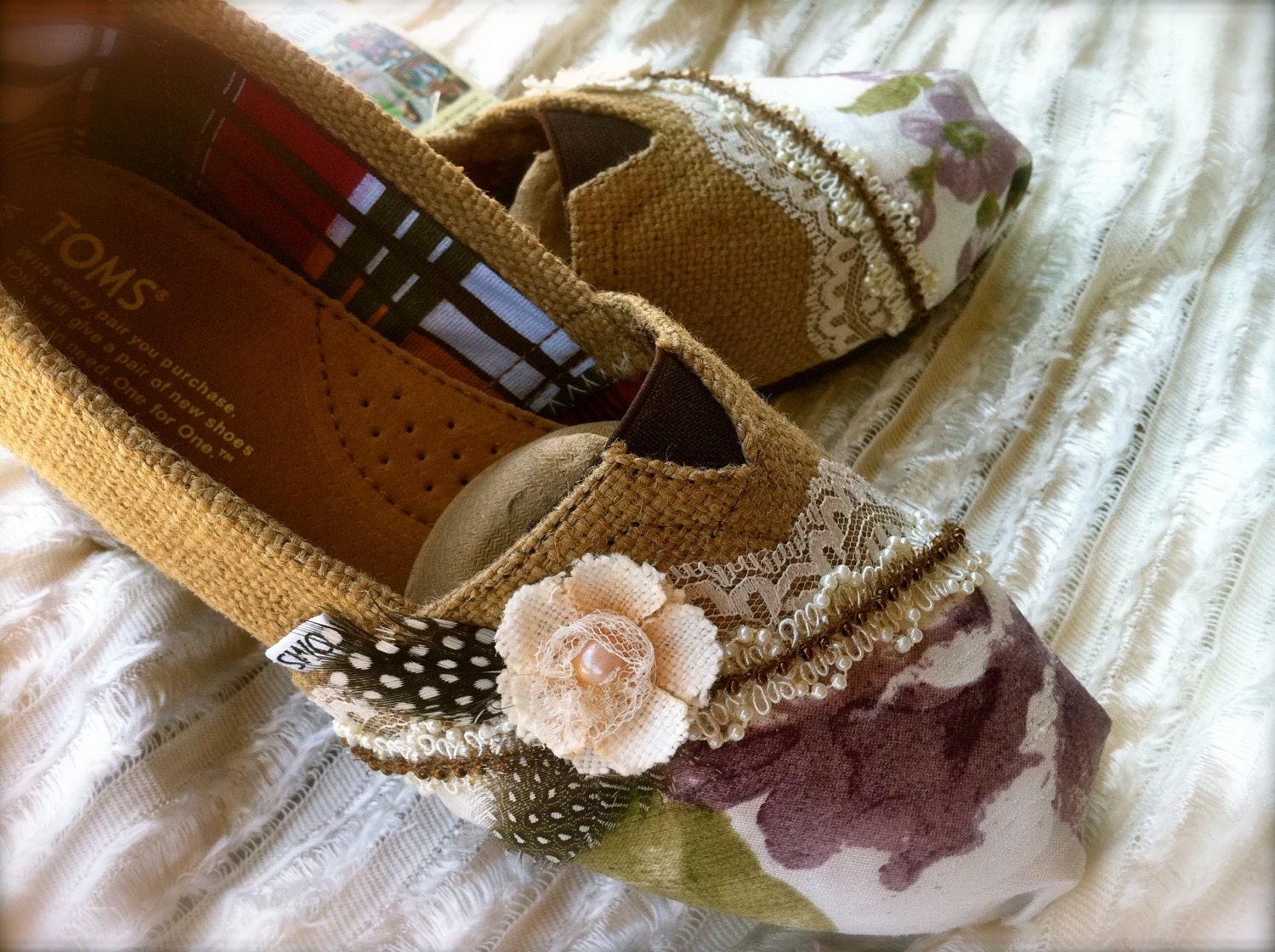 Wedding Shoes Custom Fabric upholstered Toms