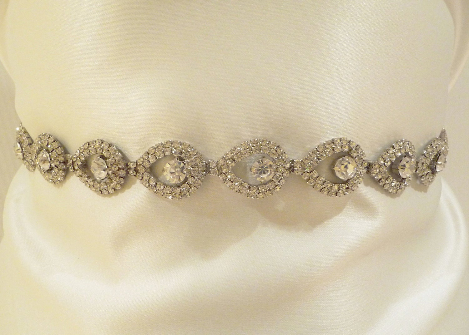 Bridal Rhinestone Sash, TEARDROP, BELLISA, Bridal Sash, Bridal Belt, Crystal Sash