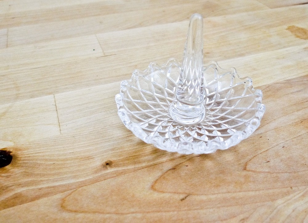 Vintage Cut Glass Ring Holder