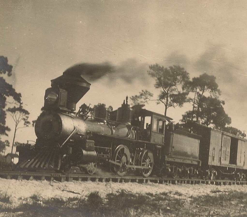 Fellsmere Railroad Train- Vintage Snapshot Photo Black and White