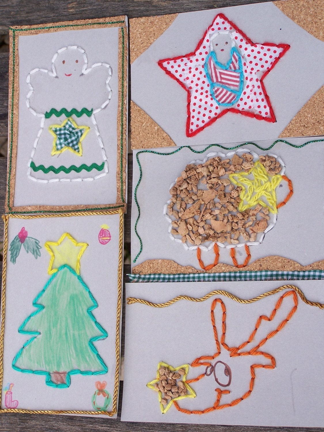 Christmas card making kit- DIY craft kit for kids- angel, christmas tree, baby Jesus, sheep, Rudolph - agulhanaopica