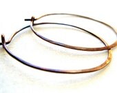 medium rustic hammered textured oxidized copper hoop earrings