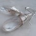 faceted crystal clear elongated glass on sterling silver - icicle earrings