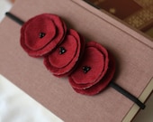 cranberry kisses - burgandy maroon poppy garland headband.